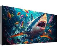 Large Diamond Painting 30x60cm,5D Shark Diamond Art Kits Adults, Full Drill Dimond Painting Animals Craft Kits for Kids Age 10, DIY Mosaic Crystal Creations Sequin Art for Home Decoration Gifts C2-438