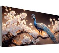 Large Diamond Painting 40x70cm,5D Peacock Diamond Art Kits Adults, Full Drill Dimond Painting Flower Craft Kits for Kids Age 10, DIY Mosaic Crystal Creations Sequin Art for Home Decor Gifts C2-405