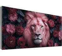 Large Diamond Painting 60x120cm,5D Lion Diamond Art Kits Adults, Full Drill Dimond Painting Flowers Craft Kits for Kids Age 10, DIY Mosaic Crystal Creations Sequin Art for Home Decoration Gifts C2-321