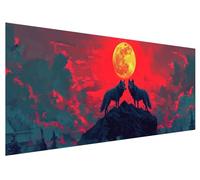 Large Diamond Painting 80x30cm, Moon Diamond Art Painting Kits for Adults, DIY Round Full Drill Cross Stitch Crystal Creations Gem Art Dimond Paintings Kits Wolf for Adults, Room Bedroom Decor H-35
