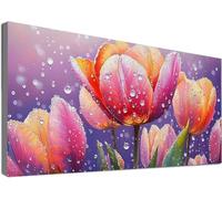 Large Diamond Painting 90x180cm,5D Tulip Diamond Art Kits Adults, Full Drill Dimond Painting Flowers Craft Kits for Kids Age 10, DIY Mosaic Crystal Creations Sequin Art for Home Decor Gifts C2-411