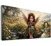 Large Diamond Painting Angel, 5D DIY Rural Diamond Art Kits Adults, HD Canvas Full Drill Mosaic, Sparkly Rhinestone Embroidery, Crystal Art, Gem Arts and Crafts for Home Wall Decor 70x140cm C6-528