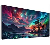 Large Diamond Painting Aurora, 5D DIY Landscape Diamond Art Kits Adults, HD Canvas Full Drill Mosaic, Sparkly Rhinestone Embroidery, Crystal Art, Gem Arts and Crafts for Home Decor 80x160cm C6-398