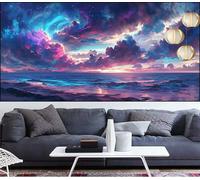 Large Diamond Painting Beach 36x12110in,Landscape Diamond Art Kits Adults,DIY Crystal Art Paint by Numbers Beginner Embroidery Gem Painting Mosaic Craft Canvas kit for Adults,Decor Gift Women LT-232