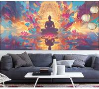 Large Diamond Painting Buddha 36x1606in,Lotus Diamond Art Kits Adults,DIY Crystal Art Paint by Numbers Beginner Embroidery Gem Painting Mosaic Craft Canvas kit for Adults,Home Decor Gift Women LT-30