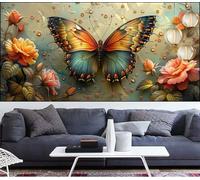 Large Diamond Painting Butterfly 28x415in,Rose Diamond Art kits Adults,DIY Crystal Art Paint by Numbers Beginner Embroidery Gem Painting Mosaic Craft Canvas kit for Adults,Home Decor Gift Women LT-336