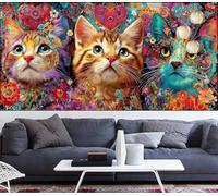 Large Diamond Painting Cat 24x48in,Flower Diamond Art Kits Adults,DIY Crystal Art Paint by Numbers Beginner Embroidery Gem Painting Mosaic Craft Canvas Kits for Adults,Decor Gift for Women VQ-1034