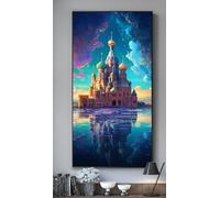 Large Diamond Painting Church Castle Diamond Art Kits Adults, Full Diamond Painting Kit DIY Crystal Arts Rhinestone Cross Stitch Crafts Embroidery Paint by Numbers for Home Wall Decor 12x24 Inch S130