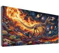 Large Diamond Painting Dinosaur, 5D DIY Universe Diamond Art Kits Adults, HD Canvas Full Drill Mosaic, Sparkly Rhinestone Embroidery, Crystal Art, Gem Arts and Crafts for Home Decor 150x80cm C6-454