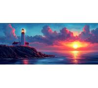 Large Diamond Painting Kits, DIY Lighthouse Sea Diamond Art Kits for Adults Beginner, 5D Gem Art Painting Kit with Round Diamonds Cross Stitch Pictures Crafts for Wall Decor Gifts 70x140cm Model-31
