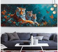 Large Diamond Painting Kits for Adults 16x28in / 40x70cm, 5D Full Drill Square Diamond Art Tiger, Extra Large Panoramic Butterfly Crystal Art Pictures Kit, DIY Painting by Numbers Gifts Q-O411