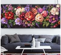 Large Diamond Painting Kits for Adults 16x40in / 40x100cm, 5D Full Drill Square Diamond Art Peony, Extra Large Panoramic Flower Crystal Art Pictures Kit, DIY Painting by Numbers for Decor Gifts Q-O600