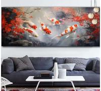 Large Diamond Painting Kits for Adults 24x60in / 60x150cm, 5D Full Drill Square Diamond Art Fish, Extra Large Panoramic Japanese Crystal Art Pictures Kit, DIY Painting by Numbers Gifts Q-O924