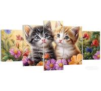 Large Diamond Painting Kits for Adults 50x30cm, 5 Piece Cat Diamond Art Kits Adults, Full Drill Dimond Painting Flowers Craft Kit for Kids Age 10, 5D DIY Crystal Sequin Art for Home Decor Gifts W5-701