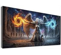 Large Diamond Painting Kits for Adults Angel, 5D Full Drill Demon Diamond Art Kits Adults, Premium DIY Crystal Rhinestone Cross Stitch Craft for Stress Relief Hobby & Home Wall Decor 50x110cm C6-413