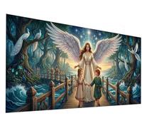 Large Diamond Painting Kits for Adults Angel, 5D Full Drill Peacock Diamond Art Kits Adults, Premium DIY Crystal Rhinestone Cross Stitch Craft for Stress Relief Hobby & Home Wall Decor 40x80cm C6-401