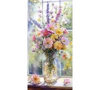 Large Diamond Painting Kits for Adults, Diamond Art Window Flowers and Plants, Beautiful Landscape Scenery for Home Decor, Relaxing Craft Gift for Beginners & Kids, Home Wall Decoration 25x50cm R-31