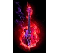 Large Diamond Painting Kits for Adults,Flame Guitar 5D Diamond Painting 60x130cm DIY Diamond Art Kit for Beginner,Full Drill Music Diamond Art Embroidery Rhinestone Art Crafts Kits for Home Wall Decor