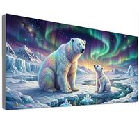 Large Diamond Painting Kits for Adults Polar Bear, 5D Full Drill Aurora Diamond Art Kits Adults, DIY Crystal Rhinestone Cross Stitch Craft for Stress Relief Hobby & Home Wall Decor 90x180cm C6-369