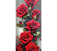 Large Diamond Painting Kits for Adults,Red Rose 5D Diamond Art Kits,DIY Round/Square Full Drill Gem Art Rhinestone Cross Stitch Diamond Paintings for Kids,for Home Wall Decor Gifts 30x60cm/32x62in