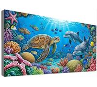 Large Diamond Painting Kits for Adults Turtle, 5D Full Drill Dolphin Diamond Art Kits Adults, DIY Crystal Rhinestone Cross Stitch Craft for Stress Relief Hobby & Home Wall Decor 200x100cm C6-399