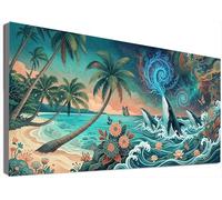 Large Diamond Painting Kits for Adults Whale, 5D Full Drill Beach Diamond Art Kits Adults, Premium DIY Crystal Rhinestone Cross Stitch Craft for Stress Relief Hobby & Home Wall Decor 50x100cm C6-403