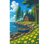 Large Diamond Painting Kits for Adults Wooded Cottage 100x210cm,Square Full Drill 5D DIY Diamond Art Kits Adults,Rhinestone Embroidery Set Diamonds Painting by Number Kits