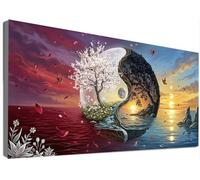 Large Diamond Painting Kits for Adults Yin Yang, 5D Full Drill Landscape Diamond Art Kits Adults, DIY Crystal Rhinestone Cross Stitch Craft for Stress Relief Hobby & Home Wall Decor 40x70cm C6-305
