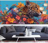 Large Diamond Painting Leopard 36x254in,Parrot Diamond Art Kits Adults,DIY Crystal Art Paint by Numbers Beginner Embroidery Gem Painting Mosaic Craft Canvas kit for Adults,Home Decor Gift Women LT-4