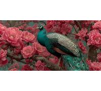 Large Diamond Painting Peacock, Flowers Diamond Art Kits Adults with Full Accessories, DIY Full Drill Crystal Arts and Crafts for Kids, Gem Cross Stitch Kits for Home Wall Decor 200x100 cm - SW2511W7