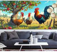 Large Diamond Painting Rooster 20x3712in,Tree Diamond Art Kits Adults,DIY Crystal Art Paint by Numbers Beginner Embroidery Gem Painting Mosaic Craft Canvas kit for Adults,Home Decor Gift Women LT-230