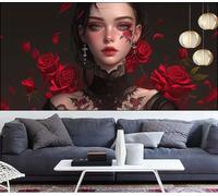 Large Diamond Painting Rose 28x235in,Beauty Diamond Art Kits Adults,DIY Crystal Art Paint by Numbers Beginner Embroidery Gem Painting Mosaic Craft Canvas kit for Adults,Home Decor Gift Women LT-156