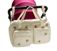 Large Diaper Bag | 48x22x26cm Cartoon Bear Nappy Compartment Tote - Portable Whimsical Nappy Pouch, Spill-proof Construction For Travel Camping Home Shopping Commuting Work Hospital