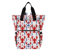 Large Diaper Bags Unisex for Travel Ocean Lobster Anchors Red White Blue