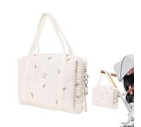 Large Diaper Tote Bag - Soft Cotton Embroidery Travel Bag - Multi-Function Baby Changing for Moms & Dads, Large Multi-Function Baby