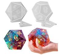 Large Dice Resin Molds, 2 Styles Silicone Dice Mold for Epoxy Resin Casting, Triangle Hexagonal D20 D12 Dice Game Mold with Number, Silicone Resin Candle Mold for DIY Art Craft Home Decor