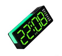 Large Digit Led Desk Clock With Dual Alarms And Snooze Function, Adjustable Brightness Display Showing Date Day And Ambient Light For Bedroom Nightstand Office Use Black(B)