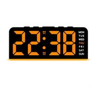 Large Digital Alarm Clock with Date Week Temperature, LED Display Dimmer Modes, Ambient Light Snooze Function for Bedroom Desk Office Use(Orange Lighting)