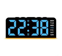Large Digital Alarm Clock with Date Week Temperature, LED Display Dimmer Modes, Ambient Light Snooze Function for Bedroom Desk Office Use(Blue Lighting)