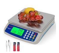 Large Digital Kitchen Scale 30KG Commercial Food Scale 66LB for Baking Bread Meat Stainless Steel Price Computing Scale LCD Display,Prep Counting Scale for Parts and Coins Adapter Included