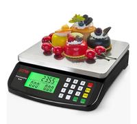 Large Digital Kitchen Scale 40kg/88lb Stainless Steel Price Computing Scale Counting Scale Deli Scale with LCD Display for Baking Bread Cooking Meat Prep Parts and Coins Adapter Included (Black)