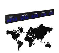 Large Digital LED World Clock, 3/4/5 Multi Time Zone World Clock with Customizable Cities, HD Display, Indoor Wall Mounted Electronic Clocks for Hotel Multinational Enterprises(Blue,5)