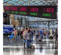 Large Digital Led World Clock,LED Digital Full Color Multiple Time Zones Clock,5 Cities World Time Wall Clock, Brightness Adjustment, for Hotels/Enterprises/airports