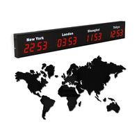 Large Digital LED World Clock - Multi Time Zone with Customizable Cities, HD Display, Indoor Wall Mounted for Hotels and Multinational Enterprises