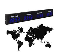 Large Digital LED World Clock - Multi Time Zone with Customizable Cities, HD Display, Indoor Wall Mounted for Hotels and Multinational Enterprises