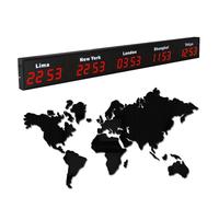 Large Digital LED World Clock - Multi Time Zone with Customizable Cities, HD Display, Indoor Wall Mounted for Hotels and Multinational Enterprises