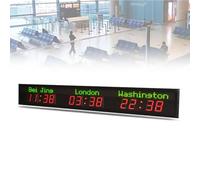 Large Digital LED World Clock with Multiple Time Zones Display, Ideal for Global Communication and Scheduling, Perfect for Offices and Homes