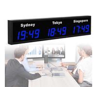 Large Digital LED World Clock with Multiple Time Zones Display, Ideal for Hotels, Airports, and Multinational Enterprises