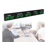 Large Digital LED World Clock with Multiple Time Zones Display, Ideal for Hotels, Airports, and Multinational Enterprises