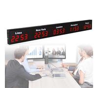 Large Digital LED World Clock with Multiple Time Zones Display, Ideal for Hotels, Airports, and Multinational Enterprises